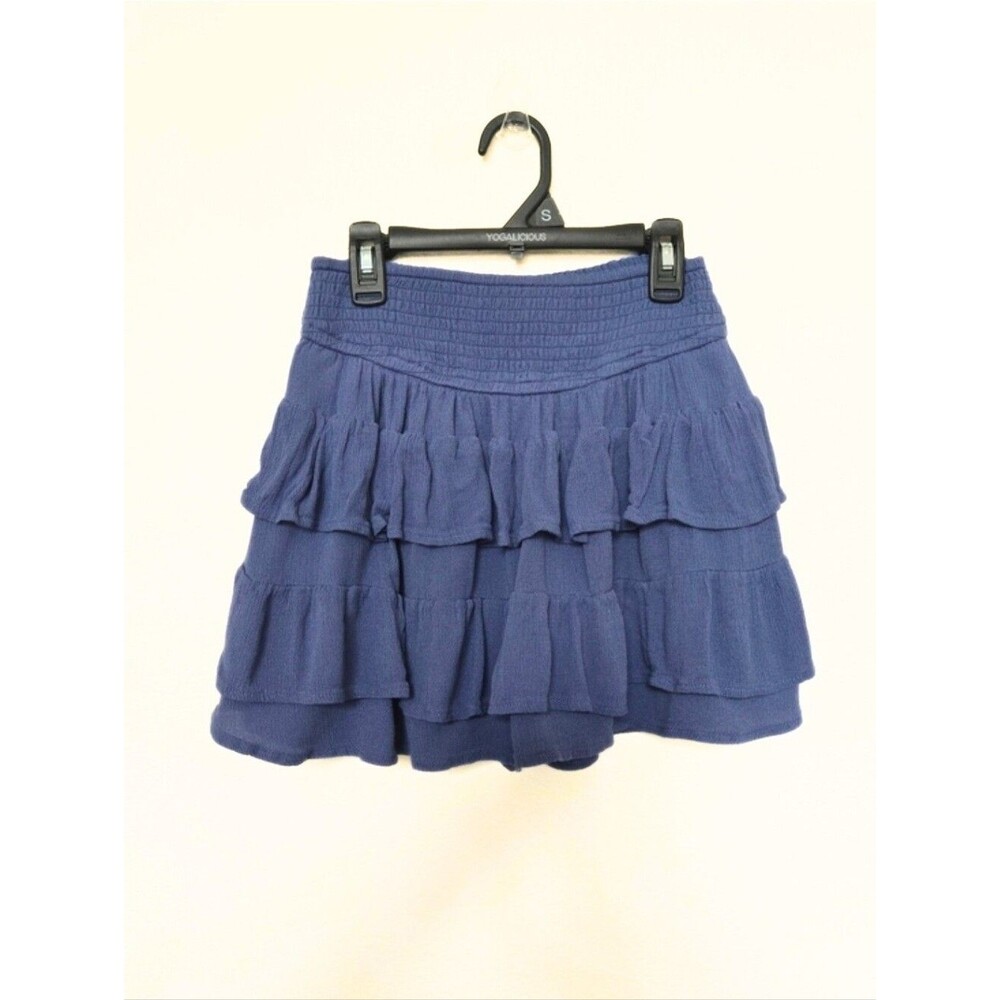 Hollister Tiered High Rise Blue Mini Skirt Size Small Feminine Bohemian